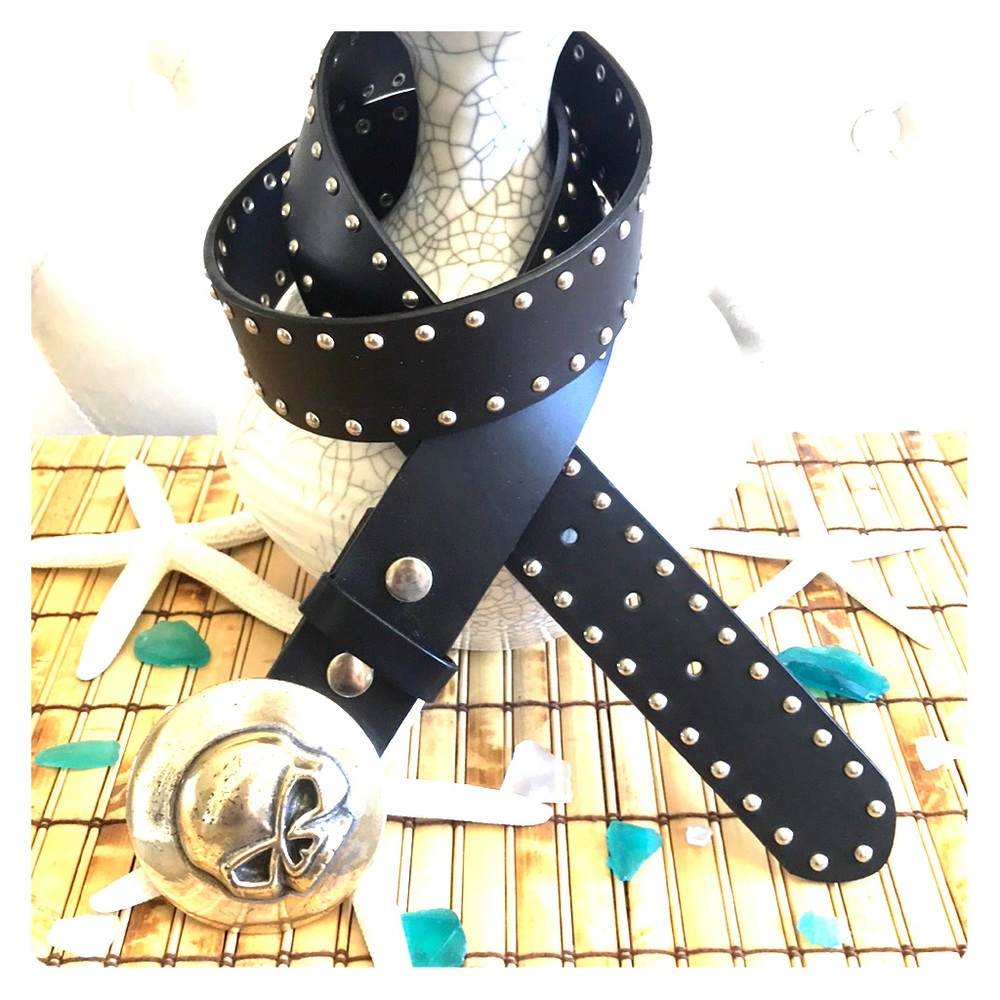 💖☠️Badass Skull Buckle w/ Leather Belt💖